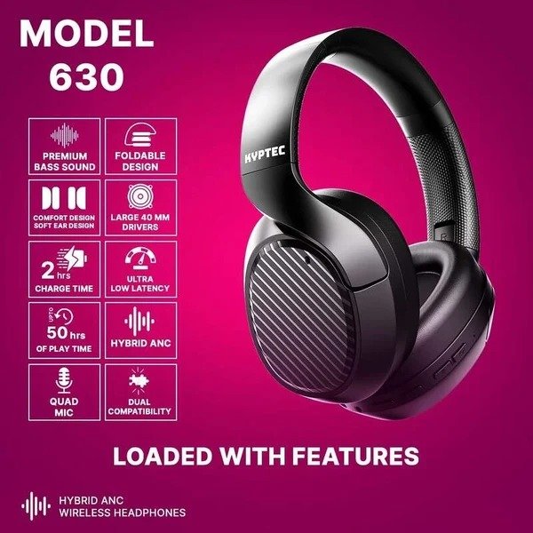 Kyptec LifeStyle® 630 Hybrid ANC Wireless Headphones with Quad Mic, 40mm Drivers & Immersive Audio