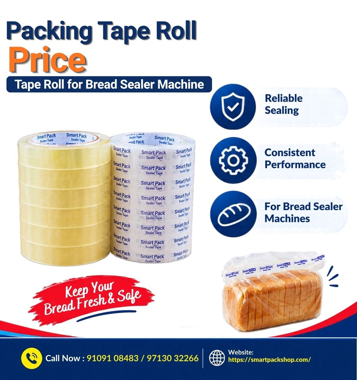 Packing Tape Roll Price | Tape Roll for Bread Sealer Machine