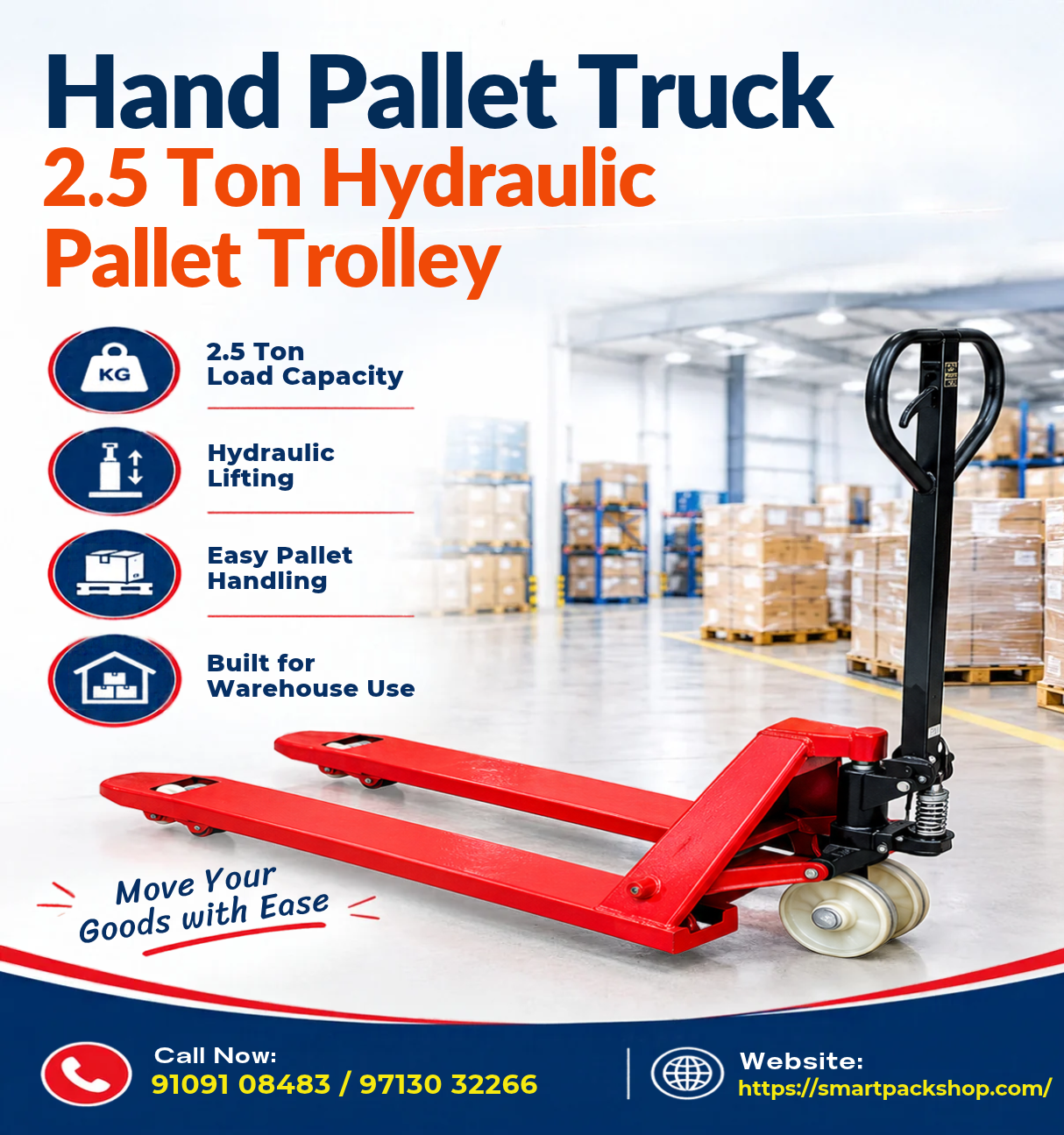 Hand Pallet Truck | 2.5 Ton Hydraulic Pallet Trolley