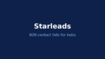 B2B Contact Lists and Business Leads for India – Starleads